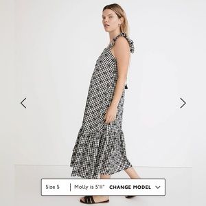 Madewell Gingham Ruffle-Hem Tent Midi Dress